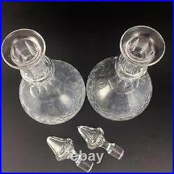 Hawkes Crystal Garland and Floral Cut Antique Decanter Set Stopper Lot Decanters