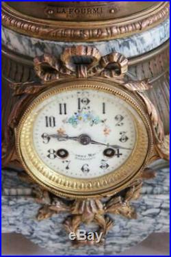 Hughe French Clock Set Auguste Moreau Art Nouveau