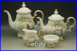 Hutschenreuther Porcelain 1965 Roses Teapot Coffee Pot Set Hand Painted Signed