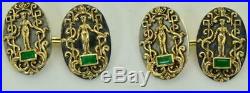 Important antique Art-Nouveau Tiffany&Co 18k gold, Silver&Emeralds cufflinks set