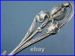 Incredible 800 Silver Serving Fork & Spoon Set ART NOUVEAU floral Iris