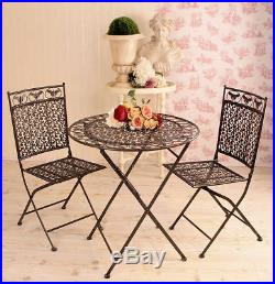 Iron patio furniture set country style garden set table and two chairs metal new