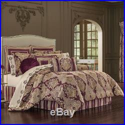 J Queen Amethyst Queen 4 Piece Elegant Comforter Set Purple Gold Taupe Damask