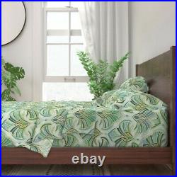 Jade Art Deco Nouveau Mindful Cool 100% Cotton Sateen Sheet Set by Spoonflower