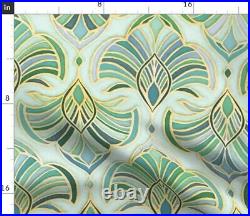 Jade Art Deco Nouveau Mindful Cool 100% Cotton Sateen Sheet Set by Spoonflower