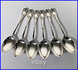 James Dixon & Sons Cased Set of Six Sterling Silver Art Nouveau Tea Spoons 1901