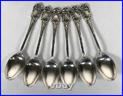 James Dixon & Sons Cased Set of Six Sterling Silver Art Nouveau Tea Spoons 1901