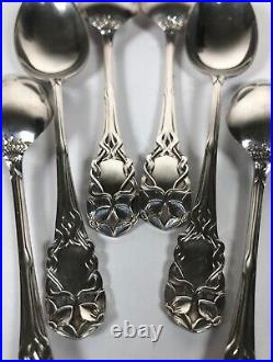 James Dixon & Sons Cased Set of Six Sterling Silver Art Nouveau Tea Spoons 1901