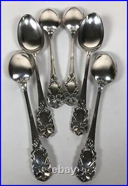 James Dixon & Sons Cased Set of Six Sterling Silver Art Nouveau Tea Spoons 1901