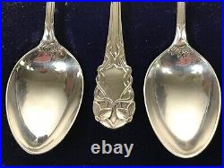 James Dixon & Sons Cased Set of Six Sterling Silver Art Nouveau Tea Spoons 1901