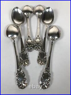 James Dixon & Sons Cased Set of Six Sterling Silver Art Nouveau Tea Spoons 1901