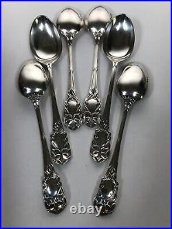 James Dixon & Sons Cased Set of Six Sterling Silver Art Nouveau Tea Spoons 1901