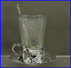Japanese Sterling & Enamel Tea Set c1890 Signed