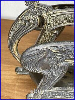 Judd Art Nouveau Goddess Maidens Cast Iron Desk Set #6604 Letter Holder Rack
