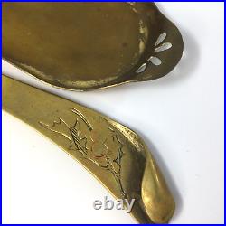 Jugenstil Art Nouveau Brass Inkwell Rollin Blotter Letter Opener Trays Set of 5