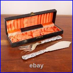 KULTAKESKUS OY FINNISH ART NOUVEAU 813 SILVER 2 Pc FISH SERVING SET BOXED 1956