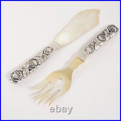 KULTAKESKUS OY FINNISH ART NOUVEAU 813 SILVER 2 Pc FISH SERVING SET BOXED 1956