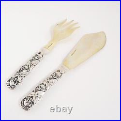 KULTAKESKUS OY FINNISH ART NOUVEAU 813 SILVER 2 Pc FISH SERVING SET BOXED 1956