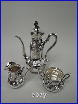 Kerr Coffee Set 486 Antique Art Nouveau Turkish American Sterling Silver