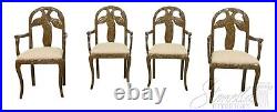 L53858EC Set Of 4 Art Nouveau Leaf Carved Back Dining Armchairs