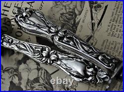 LILY FLORAL FRANK WHITING STERLING c. 1910 ART NOUVEAU ROAST CARVING SET