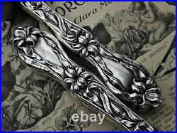 LILY FLORAL FRANK WHITING STERLING c. 1910 ART NOUVEAU ROAST CARVING SET