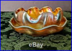 L C Tiffany Favrile 1896-97 Gorgeous Rare Married Bowl & Saucer Art Glass Set