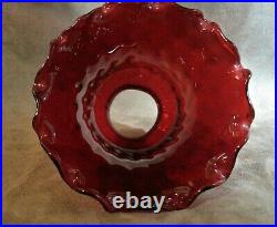 Lamp Shades Ruby Red Set of 5 Crimped Edge Optic Glass Vintage VG