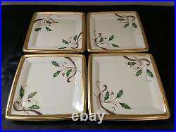 Lenox Holiday Nouveau Gold Set Of Four Square Luncheon Plates 9