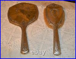 Lovely Art Nouveau Victorian Webster Co Sterling Silver Hand Mirror & Brush Set