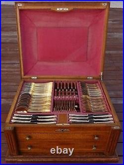 MUSEUM FLATWARE SET French Christofle Marly Gold 179 Pieces with Chest PRISTINE