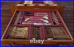 MUSEUM FLATWARE SET French Christofle Marly Gold 179 Pieces with Chest PRISTINE