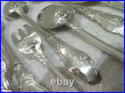 Magnificent French 950 silver 8p dinner cutlery set art nouveau Iris Ravinet
