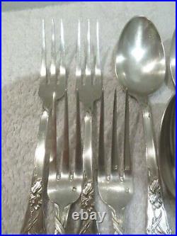 Magnificent French 950 silver 8p dinner cutlery set art nouveau Iris Ravinet