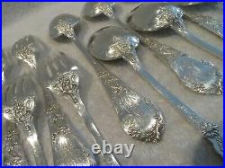 Magnificent french sterling silver 12p dinner cutlery set art nouveau thistles
