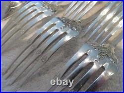 Magnificent french sterling silver 12p dinner cutlery set art nouveau thistles