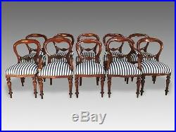 Magnificent set 10 beautiful Victorian style Balloon back chairs French polished