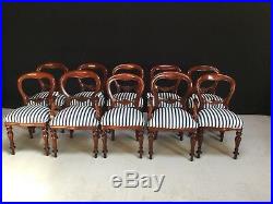 Magnificent set 10 beautiful Victorian style Balloon back chairs French polished