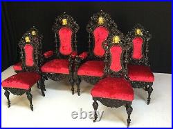 Magnificent set 14 beautiful Antique Oak Charles II style chairs French polished