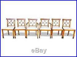 Magnificent set 6 Art deco style Bar back Yew Designer chairs, French polished