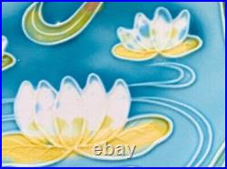 Majolica Water Lily Art Nouveau Set of 2 Plates E S Zell Baden Germany