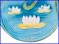 Majolica Water Lily Art Nouveau Set of 2 Plates E S Zell Baden Germany