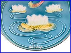 Majolica Water Lily Art Nouveau Set of 2 Plates E S Zell Baden Germany