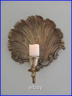 Mcm Brass Clamshell MADE IN INDIA wall Sconces SET OF 2 art nouveau mid century