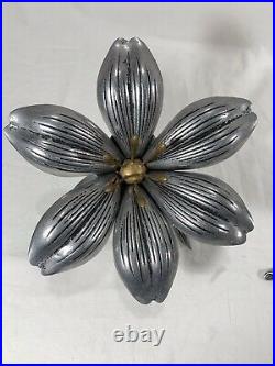 Metal Flower Decorative Ashtray withCandle Holders Set Retro Art Nouveau Modern