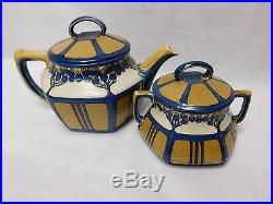 Mettlach Tea Set of Small Teapot and Covered Sugar