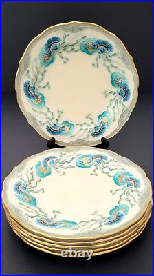 Minton Majolica Secessionist Ware Art Nouveau Glazed Antique c. 1800's-Set of 6