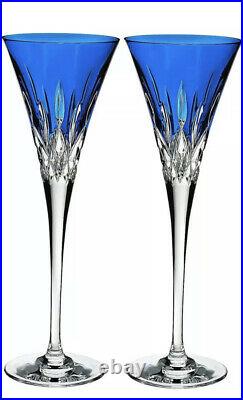 NIB Waterford Crystal Lismore Pops Cobalt Blue Champagne Flute Set #40019531