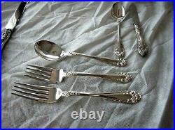 Northumbria Normandy Rose Sterling Silver flatware for 8 62 pc 1982 gr