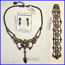 Nwt Sweet Romance Flower Art Nouveau Lilac Necklace, Earrings, Bracelet Set